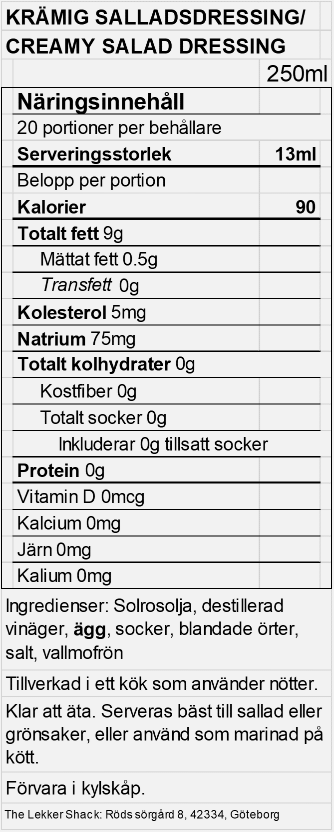 Creamy Salad Dressing - 250 ml